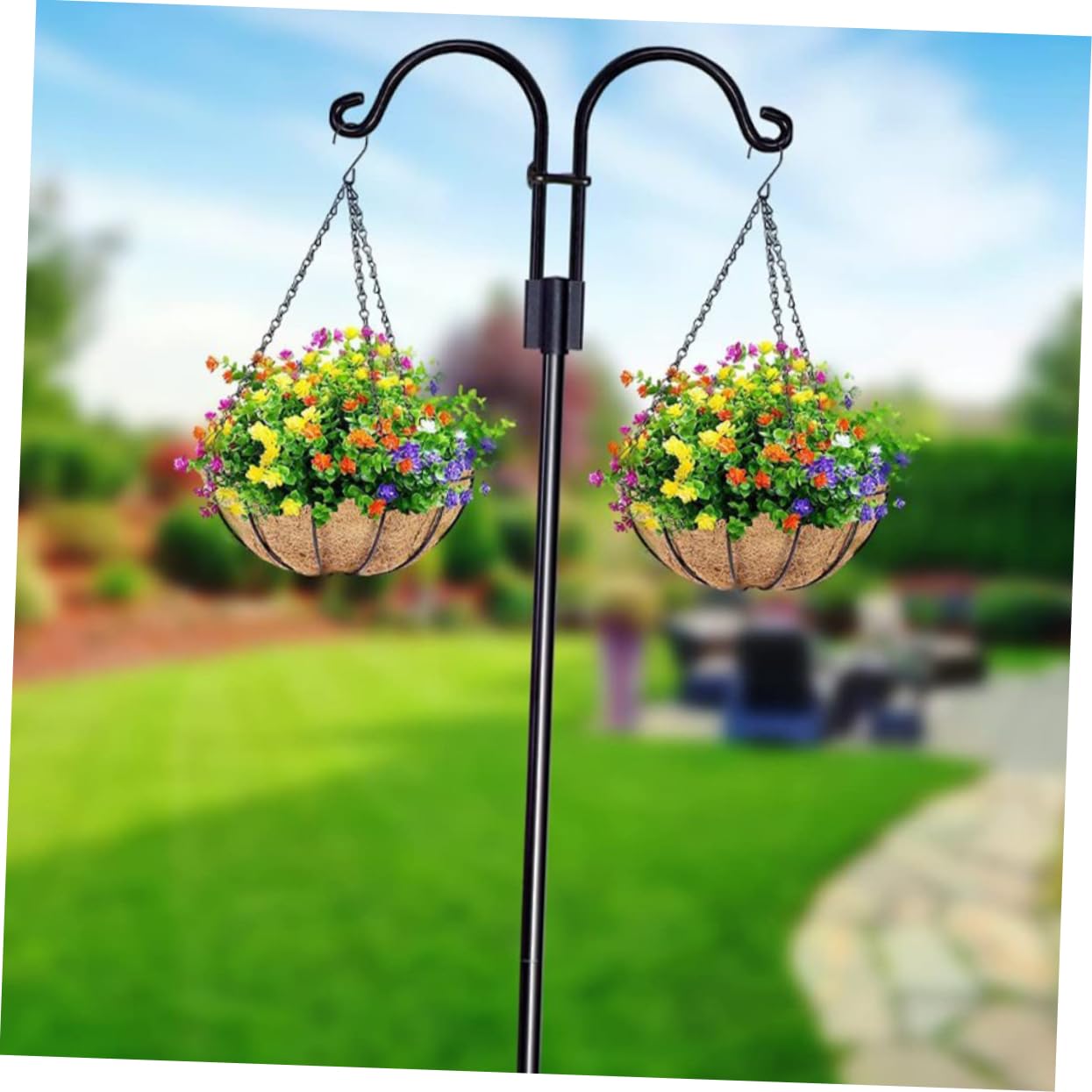 VICASKY Gancio da Pastore per Giardino Prato Inserimento Vaso Luci Cesto di Fiori Bandiere Sospese Mangiatoia per Uccelli Decorazioni da Giardino Accessori per Giardinaggio