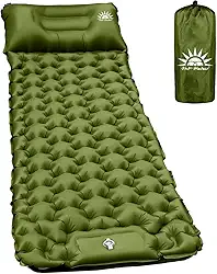 Colchonete Camping Colchão Inflável Solteiro, Acampamento Acessorios，Praticidade e Conforto (Verde)