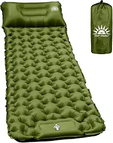 Colchonete Camping Colchão Inflável Solteiro, Acampamento Acessorios，Praticidade e Conforto (Verde)