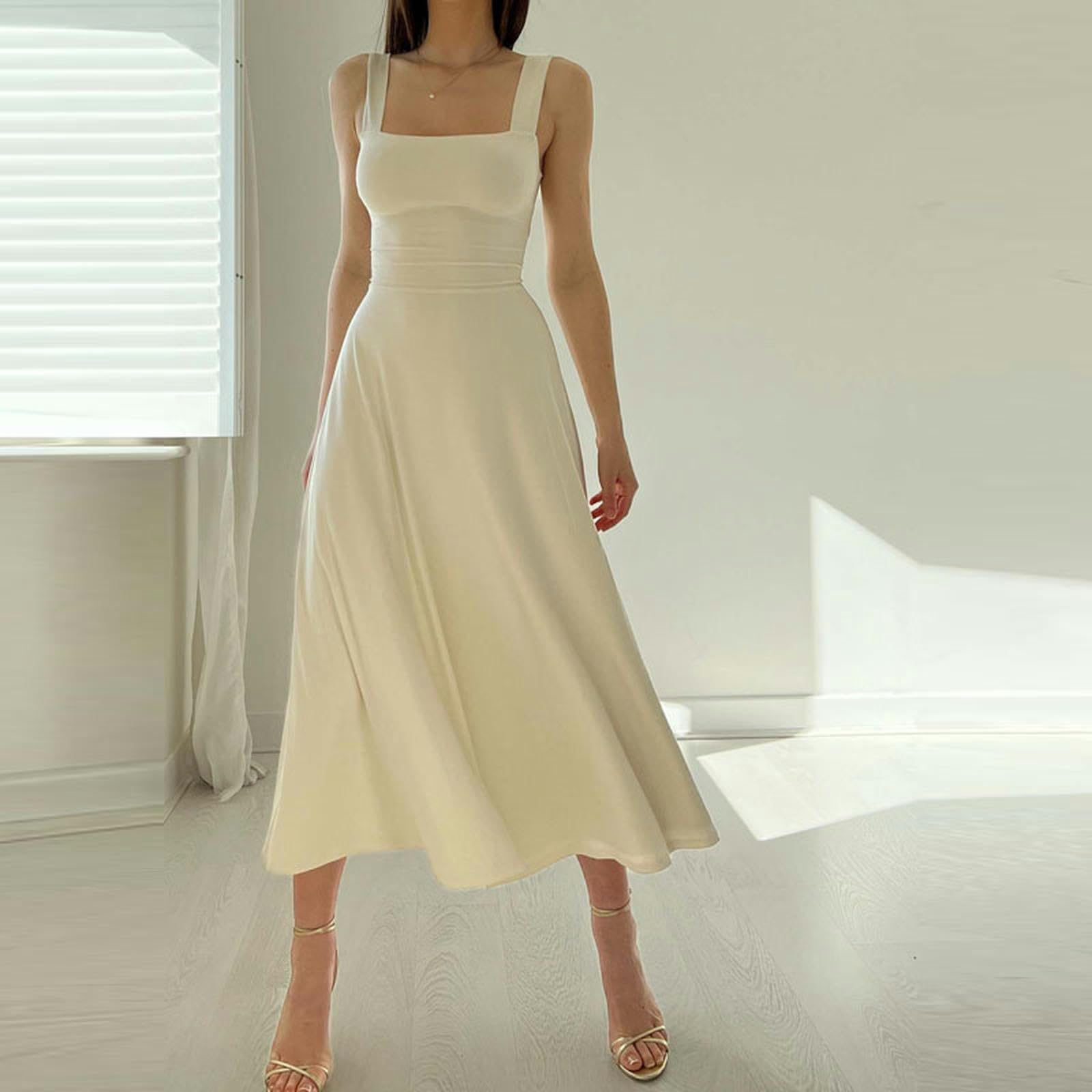 NOGRAX Vestito Abiti da Festa Estate Femmina Manica Vestito in Vita Sottile Donna Spalla A Un Collo A Una Linea Abito A Una Linea