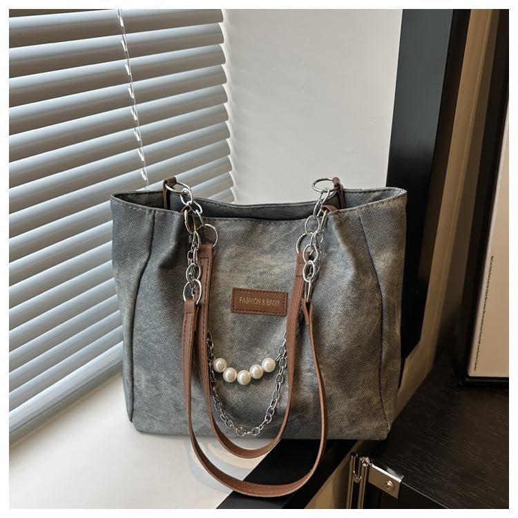 Bolso de lona grande retro para mujer, tipo bandolera y hobo