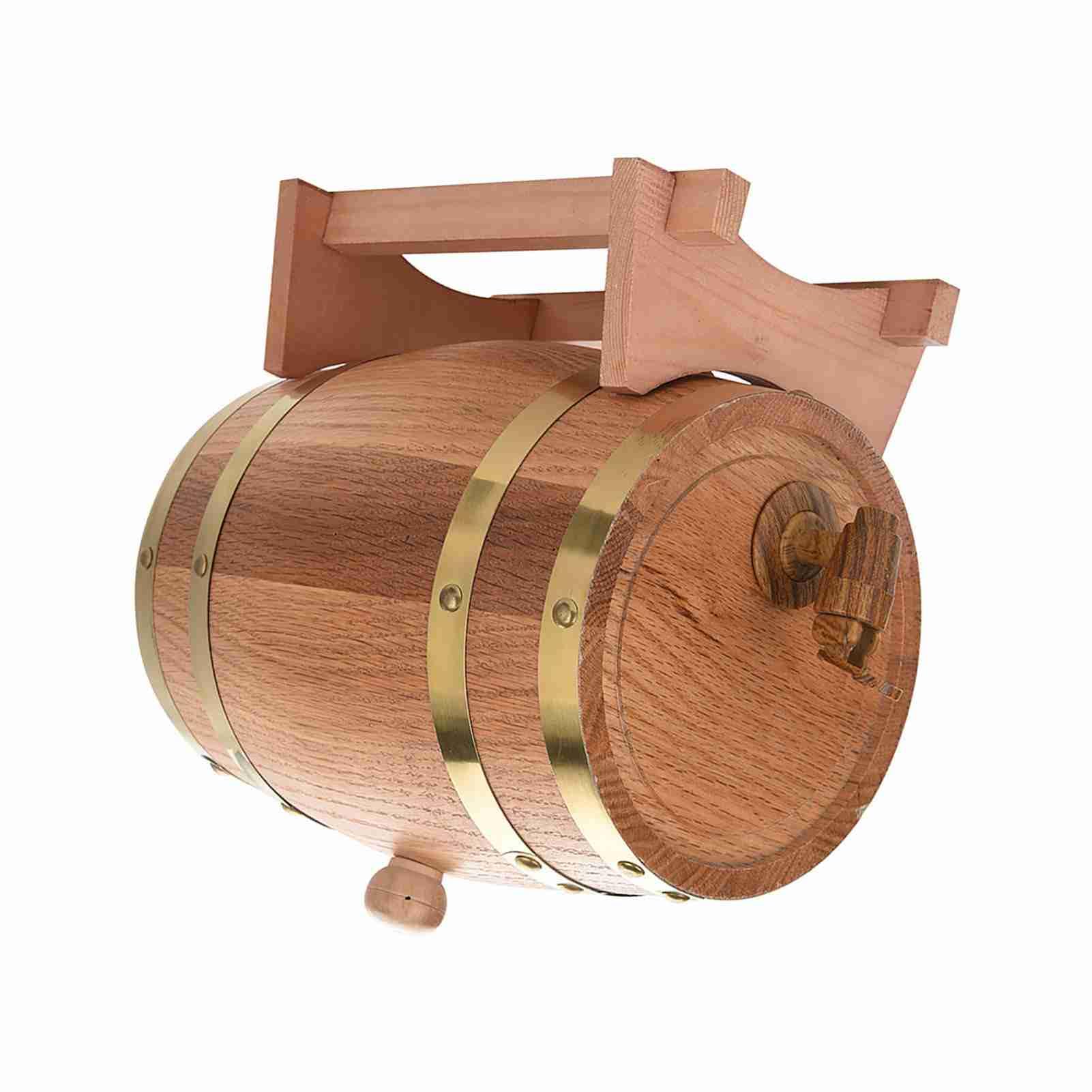 Aoresac Fût de Chêne de 1,5 Litre Fait à la Main avec Support, testé Sous Pression pour les Fuites, Robinet en Plastique Facile à Distribuer, Améliore le Goût au Fil du Temps avec (peut-être)