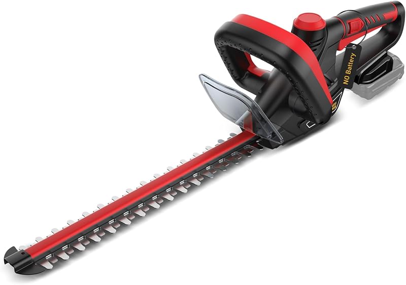 Cordless Hedge Trimmer Compatible with Milwaukee 18V Battery, Red | 22-Inch Dual Action Blade 1600 RPM Electric Bush Trimmer with Rotating Rear Handle for Garden (Battery Not Included)
