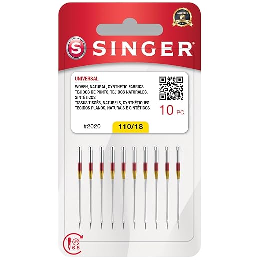 SINGER 10-Pack Universal 2020 Sewing Machine Needles, Size 110/18