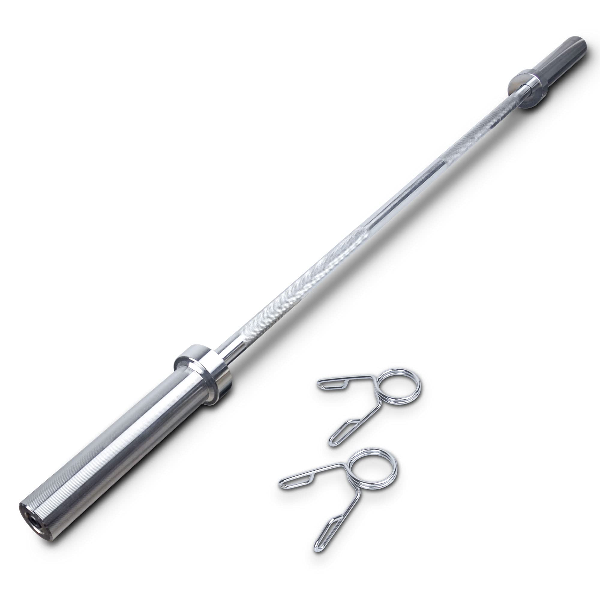 Kendal Olympic Barbell Bar Weight Bar with Two Spring Collars, Solid Iron Workout Barbell Weight Straight Weightlifting Bar for Home Fitness Exercise Equipment (6 FEET)