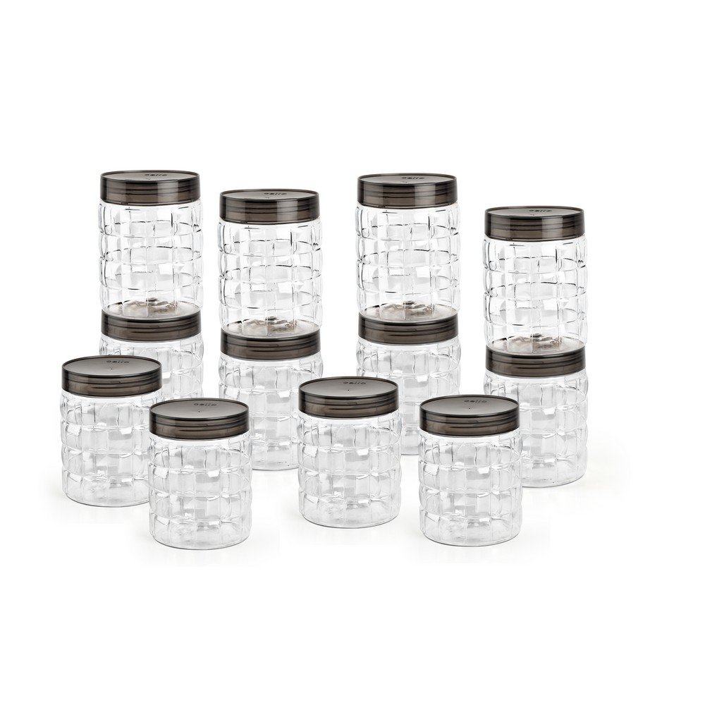 Cello Checkers Pet Plastic Airtight Canister Set | Food grade and BPA free canisters | Durable & Shatterproof Body |Air tight seal & Stackable | Free from any kind of odor | Transparent | 650ml, Set of 12 (B01M0MA9RV) Amazon Price History, Amazon Price Tracker