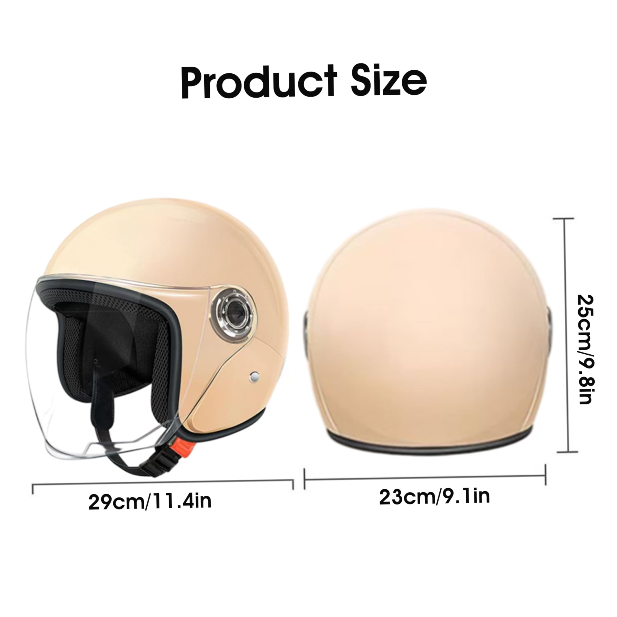 Casco Scooter para Hombre, Casco Abierto con Visera, Cascos De Protectores Multicapa para Hombres Y Mujeres, Lentes Resistentes A La Niebla, Negro.