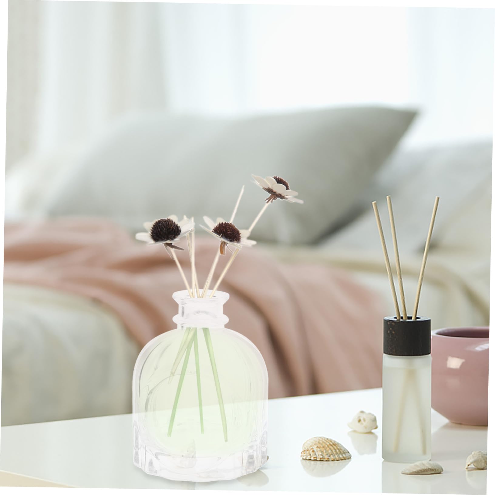 4 Stück 100ml Glas Diffusorflaschen für Öl und Blumen, Durchsichtig | Dekorative Behälter für Geburtstag und Party, zum Befüllen Geeignet, Klar, als Präsentation