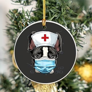 Hospital French Bulldog ER Nurse RN LPN Nurse Life Dog Lover Christmas Hanging Ornaments