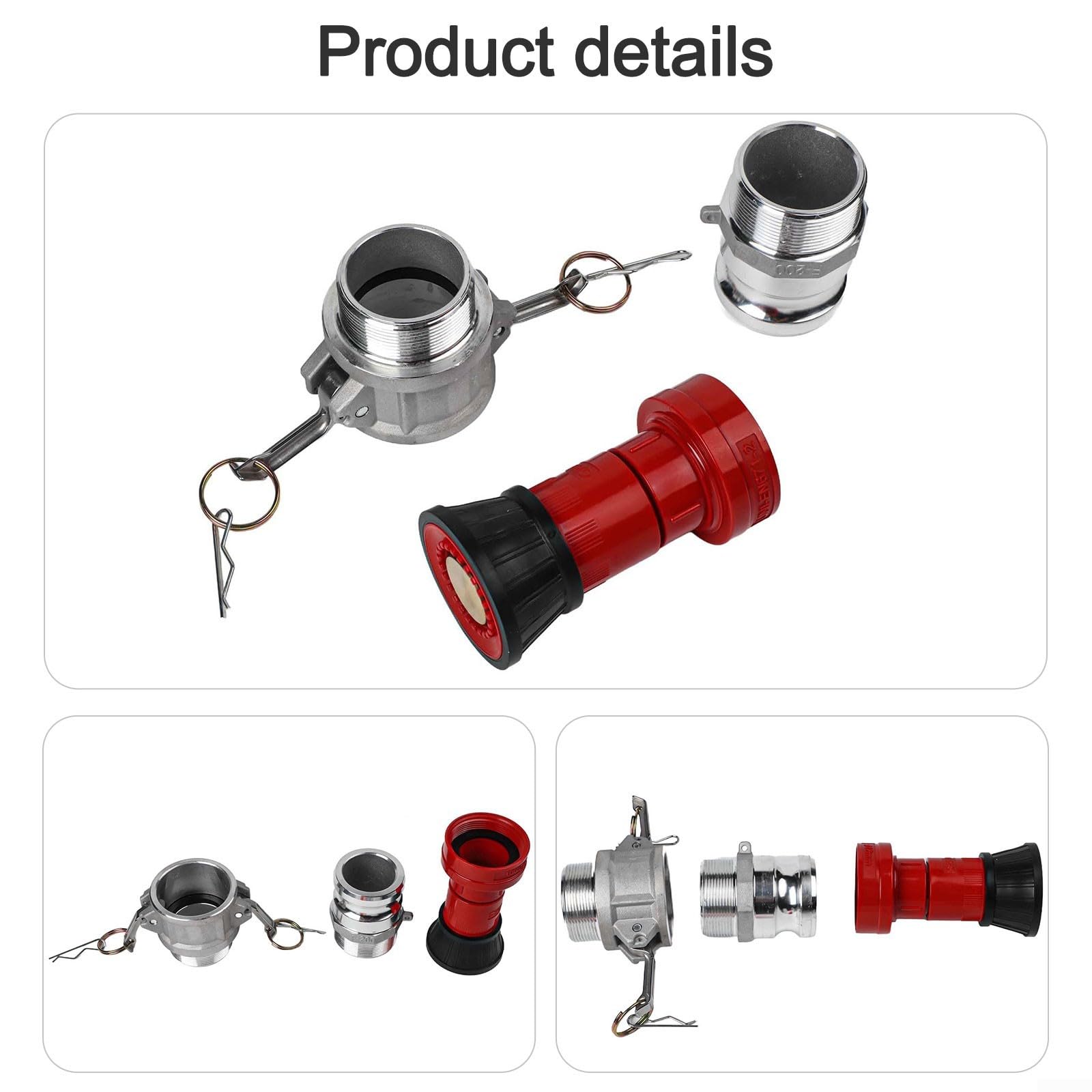 Buse de tuyau d'incendie de 5,1 cm en plastique et en aluminium avec deux raccords de verrouillage à came en aluminium de 5,1 cm pour une connexion rapide et une utilisation polyvalente