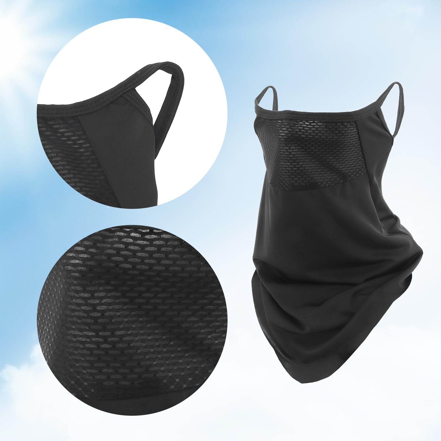 Masque Moto, Bandana Homme, Cagoule Noir, Protection Nez, Vêtements D'Été Pour Le Cou, Bandanas Pour Hommes Et Femmes, Casquette Anti UV Femme