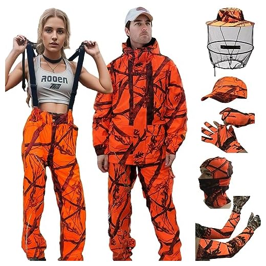 Llaikeph Turkey Hunting Clothes for Men Women Camo Tactical Jacket and Hunting Work Hiking Pants 7 Accessories (L)