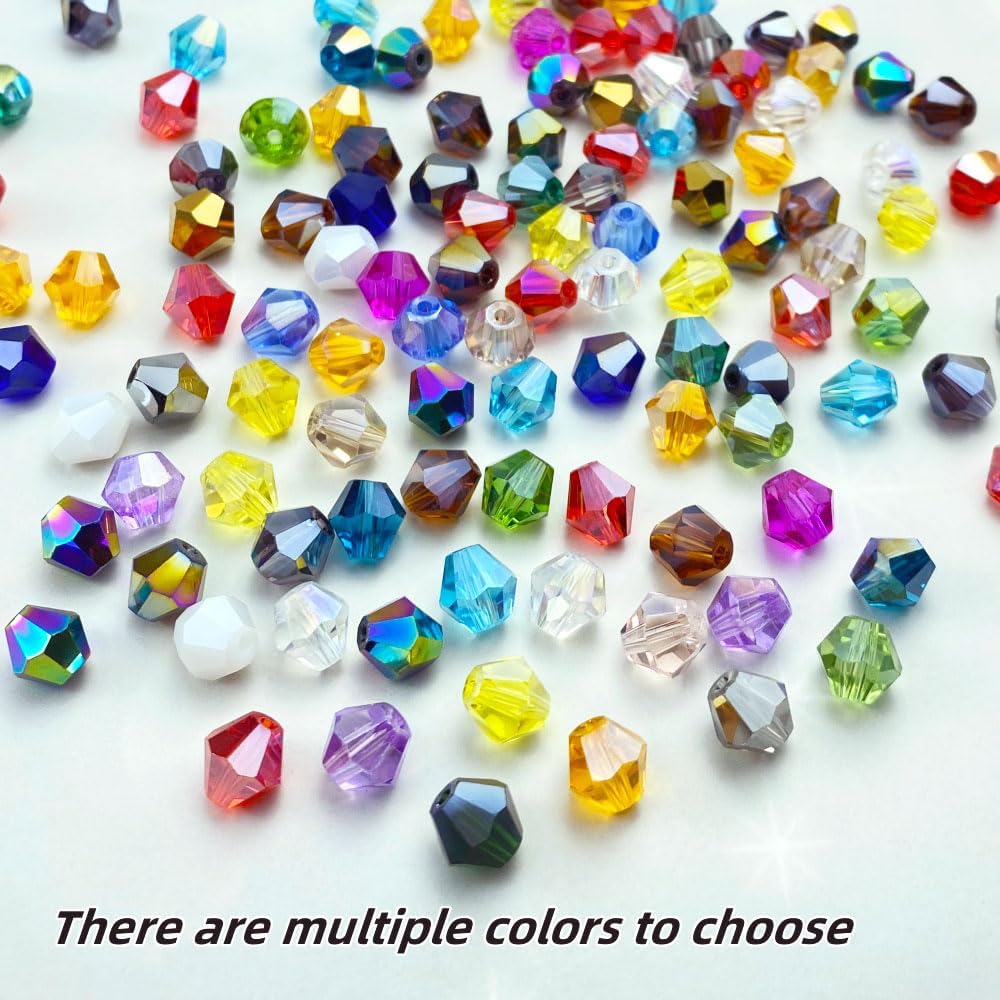 400pcs 4mm Bicone Crystal Glass Beads Loose Spacer Beads Faceted Craft Beads for Jewelry Making DIY Necklace Bracelet Earring Wind Chimes Suncatchers Ornamen(Ceramic White AB) - Image 5