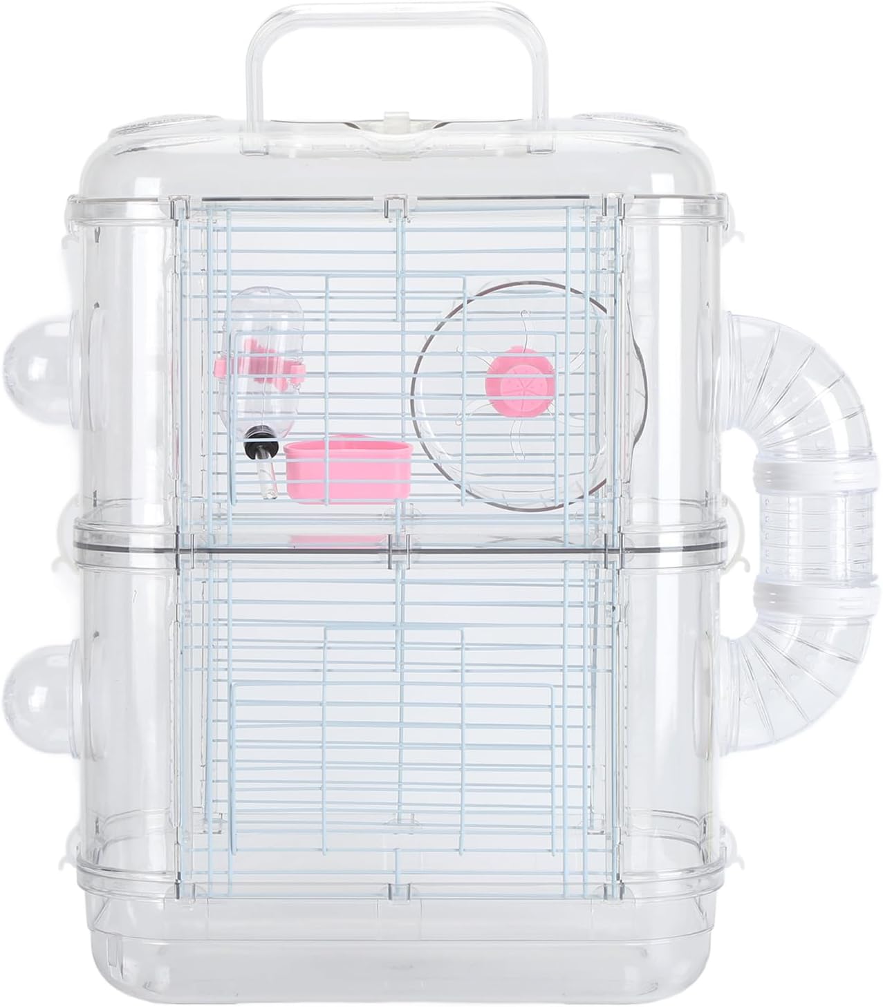 Focket Hamster Cage Small Animal Cage, Enclosure Double Layer Hamster Cages and Habitats Wire Hamster House with Multiple Locking Buckles for Hamsters Mice (2 Layer)