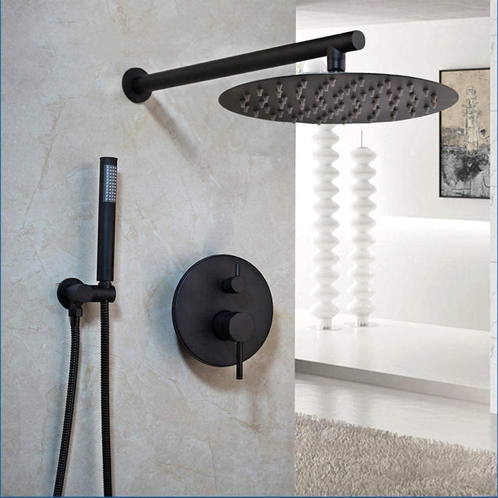 Pomme de douche ultra-mince noire de 10 pouces pour douche murale design