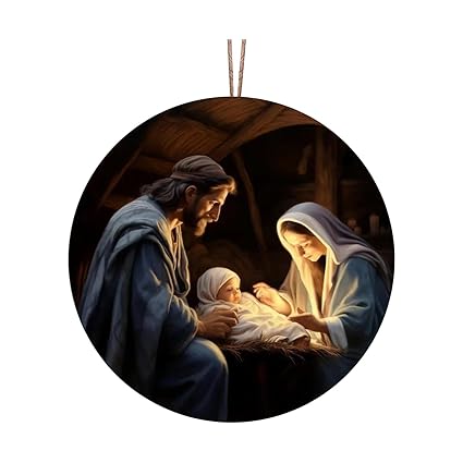 CALANDIS Christmas The Nativity Day Pendant Jesus Nativity Scene for Xmas Party Porch Style B | 1 Easter Window Pendant