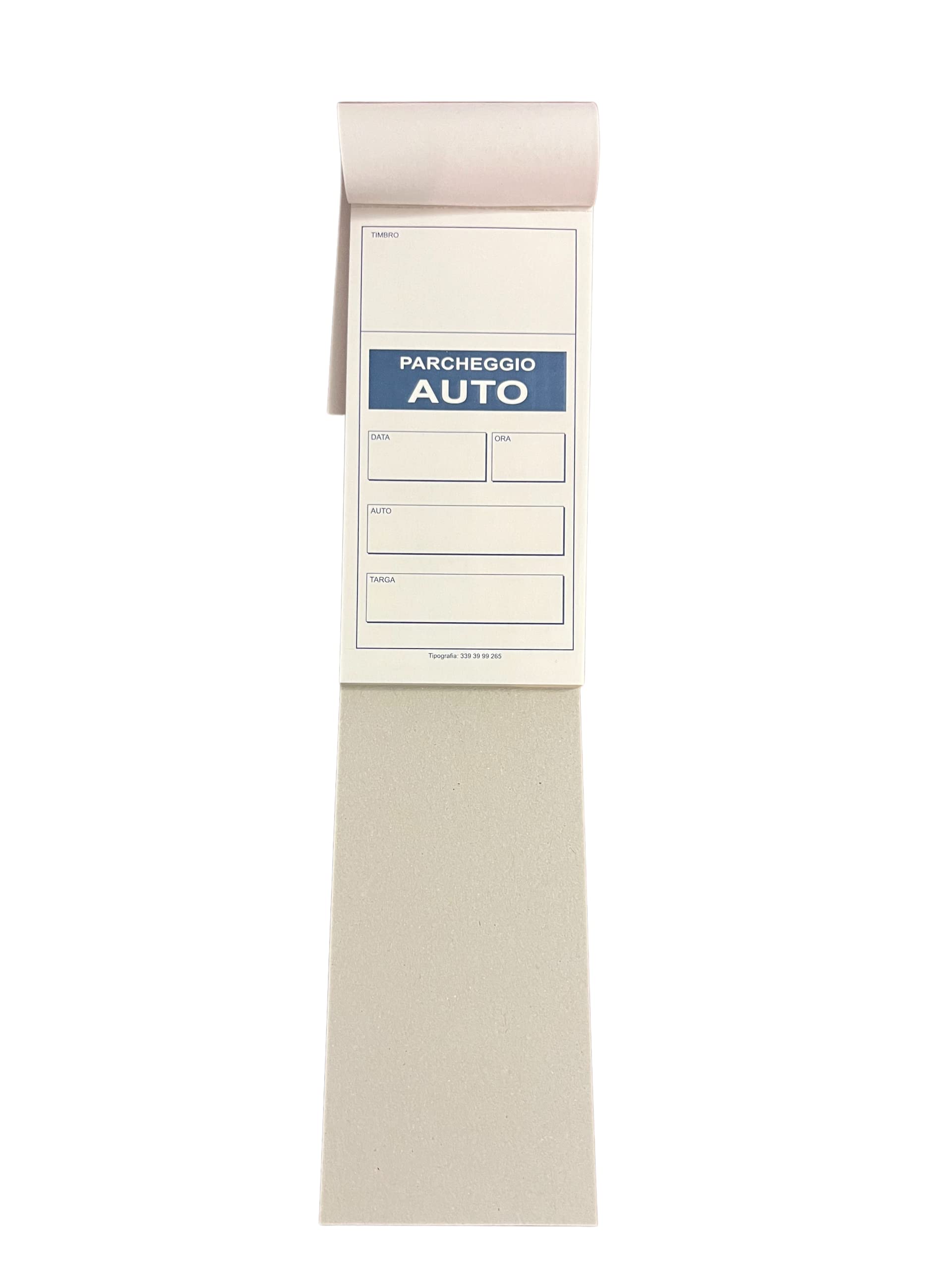 Ricevuta Parcheggio, Parking. Blocchetti in carta Copiativa, F.to 8x17 cm, 50 ricevute in duplice copia ogni blocco. (20)