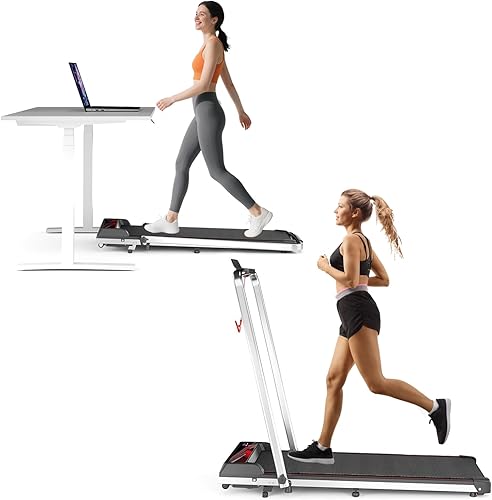 Miniatura 9 de RIVANO Caminadora portátil para usar debajo del escritorio 2025, para uso en la oficina en casa, almohadilla plegable 2 en 1 con inclinación, amplia