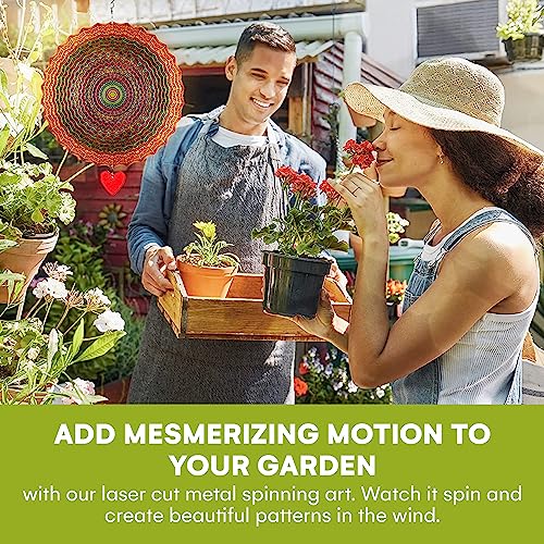 Wind Spinner Mandala Thangka 12 Inches – 3D Stainless Steel – Laser Cut Metal Art Geometric Pattern - Hanging Wind Spinner, Kinetic Yard Art Decorations - Indoor/Outdoor Decor #TOP6