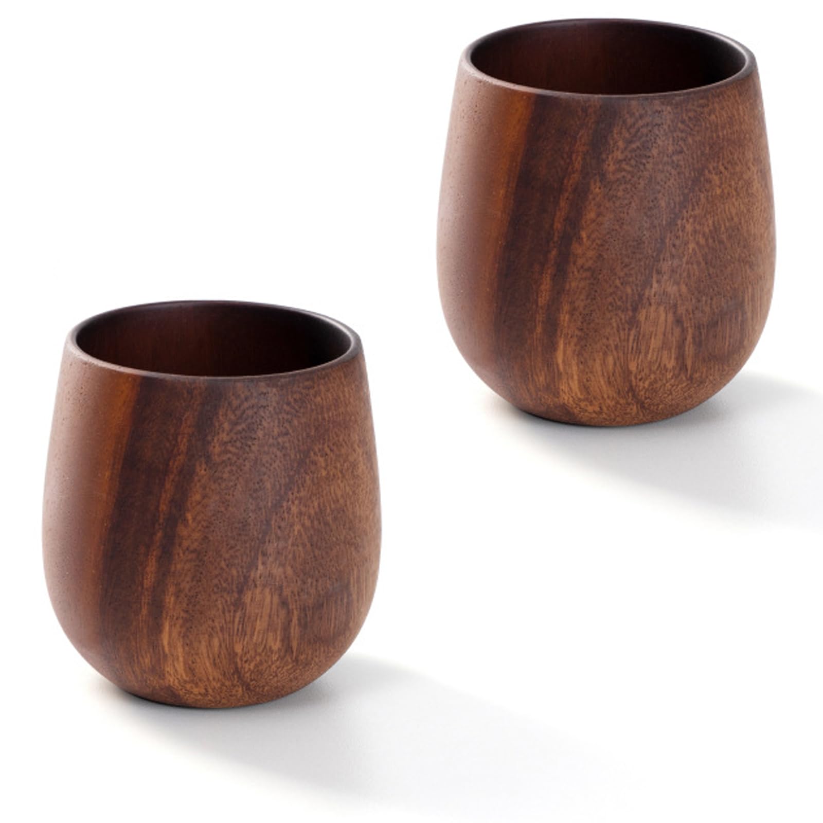 MiniMood Walnut Wood Mug Pair Set of 2 Handmade 7oz Camping Cup