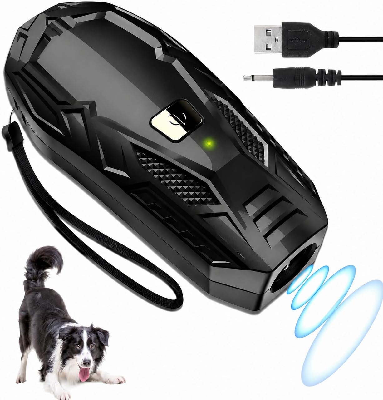 Queenmew Anti Bell Gerät Hunde, Tragbarer Antibell Ultraschall Gerät, Leistungsstarkes Hunde Bellen Stoppen, AntibellGerät fürHunde mit LED, Anti BellenGerät Drinnen Draußen für Kleine GroßeHunde
