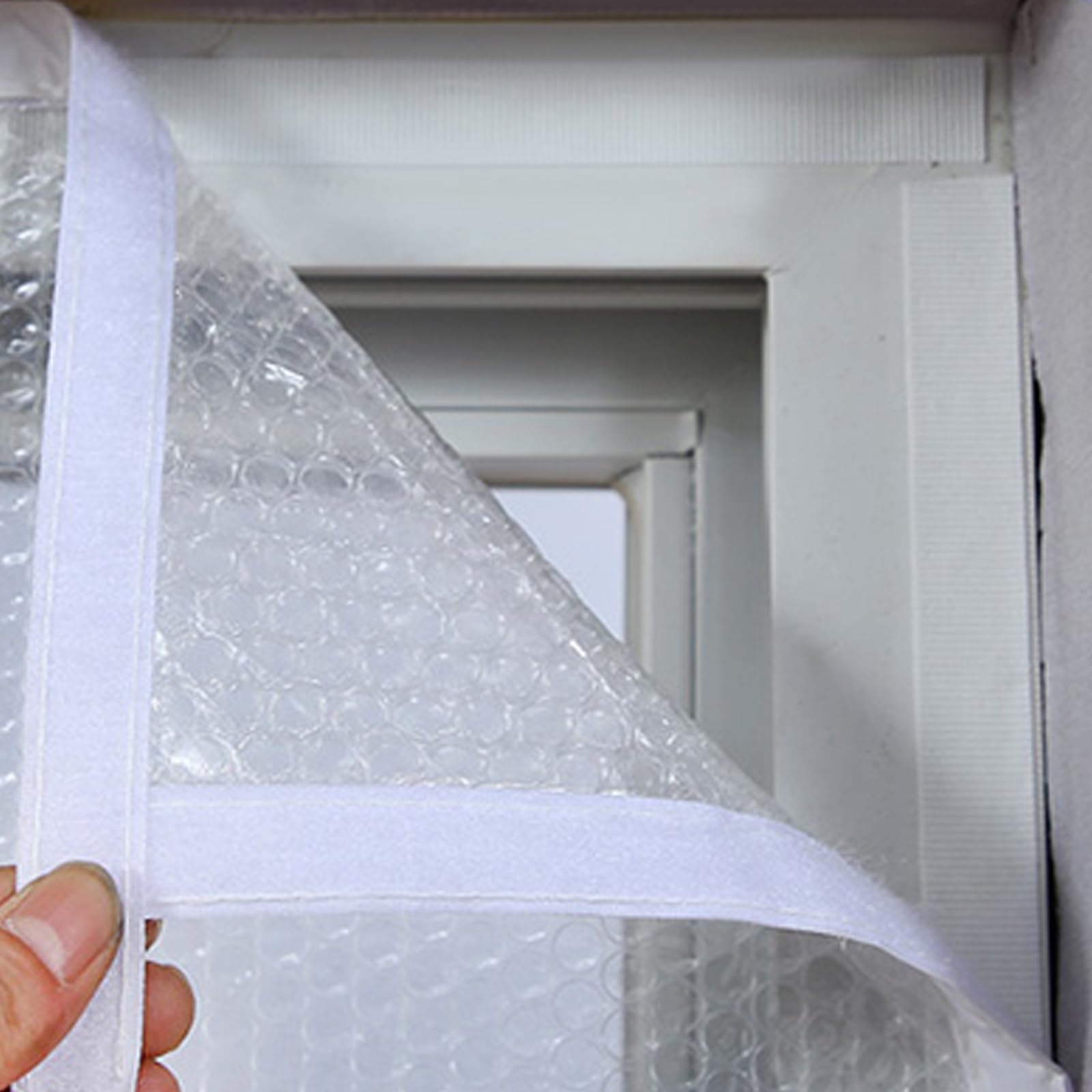 Rideaux Chauds et Résistants à l'hiver,Kit D'isolation pour Fenêtres,Bloquer l'air Froid,Translucide,Auto-Adhésifs,Film Thermiques pour Balcons,Chambres,Salons (W140×H190cm(55×74in))