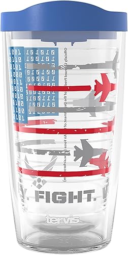 Tervis Vaso aislado de doble pared Air Force Fly Fight Win hecho en Estados Unidos mantiene las bebidas frías y calientes, 16 onzas, clásico