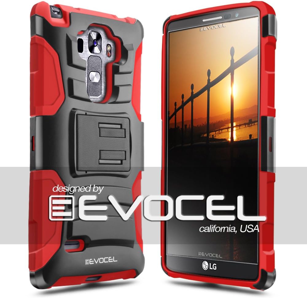 Evocel Generation Series Phone Case Compatible with G Vista 2 (2015 Release) with HD Screen Protector and Belt Clip Holster, Red