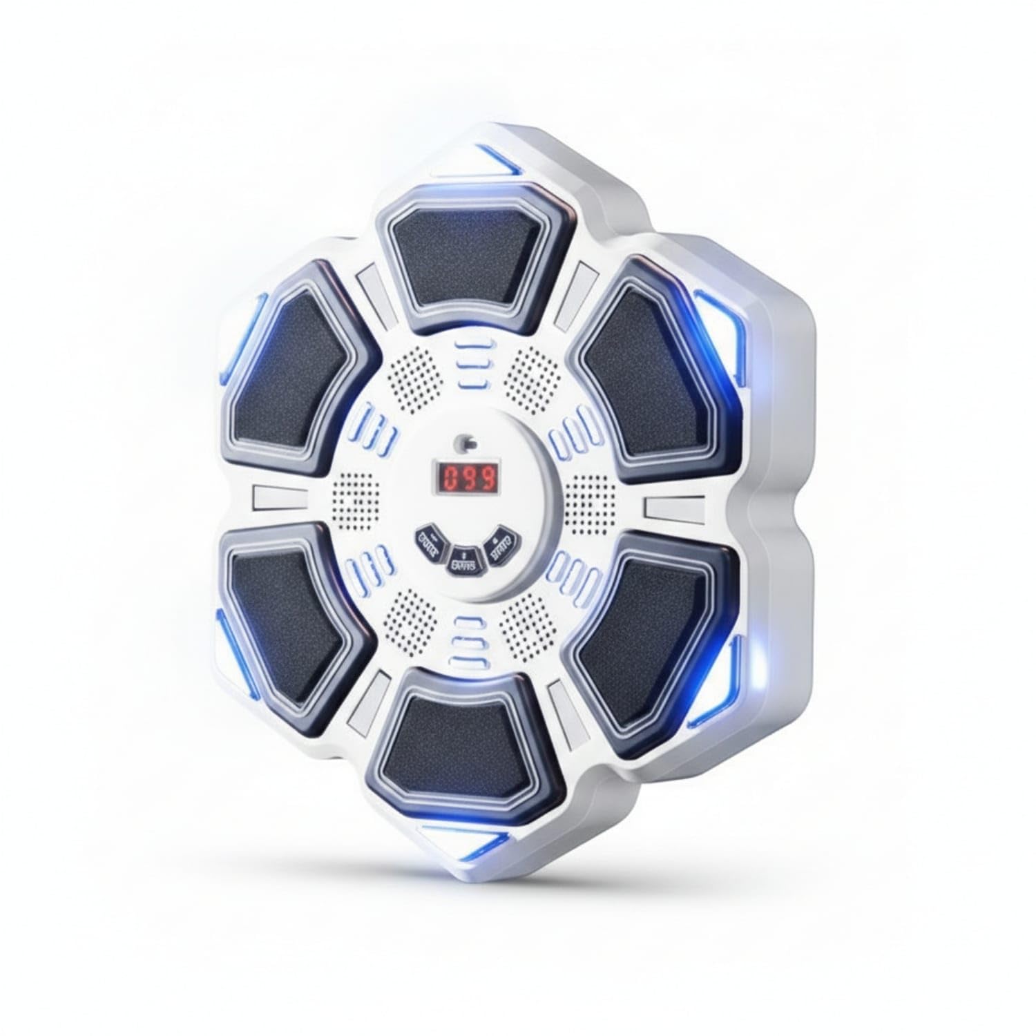 No-Drill Music Boxing Target Multi-Section Music Boxing Machine Round Bluetooth Punching Machine Digital Counter for Home Gym, White-image-15