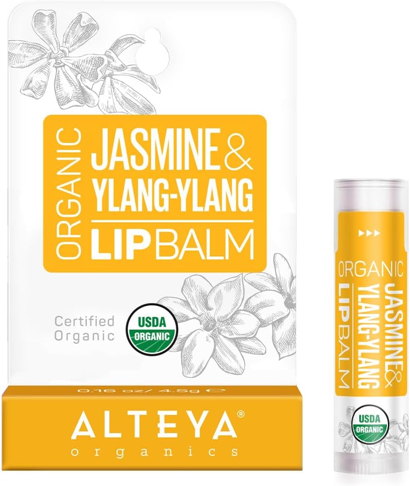 Alteya Organic Lippenbalsem Jasmijn & Ylang-Ylang 4.5g – USDA Biologisch Gecertificeerde Puur Natuurlijke Lipverzorging op Basis van een Zorgvuldig Geselecteerd Bouquet
