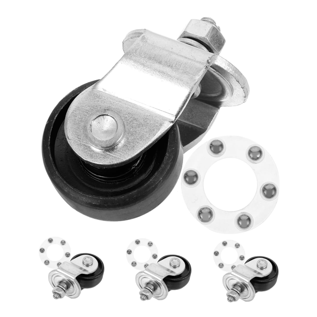 Ersatzräder für Wagenheber 4 Stück aus Stahl Silber Lenkrollen