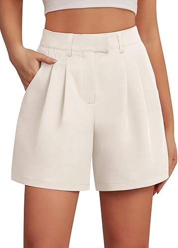 Ninee Short d'été décontracté pour femme - Taille élastique - Jambes larges - Av