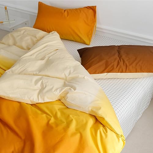 Miniatura 5 de CLOTHKNOW Juego de edredón de tamaño Queen amarillo y naranja, juego de ropa de cama naranja degradado, edredón de cama beige, edredón amarillo