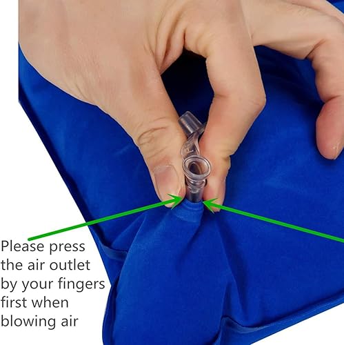 Miniatura 7 de Paquete de 2 almohadas inflables ultraligeras de viaje tamaño A4, almohadas de aire de tela flocada cuadrada pequeña para senderismo, campamento,