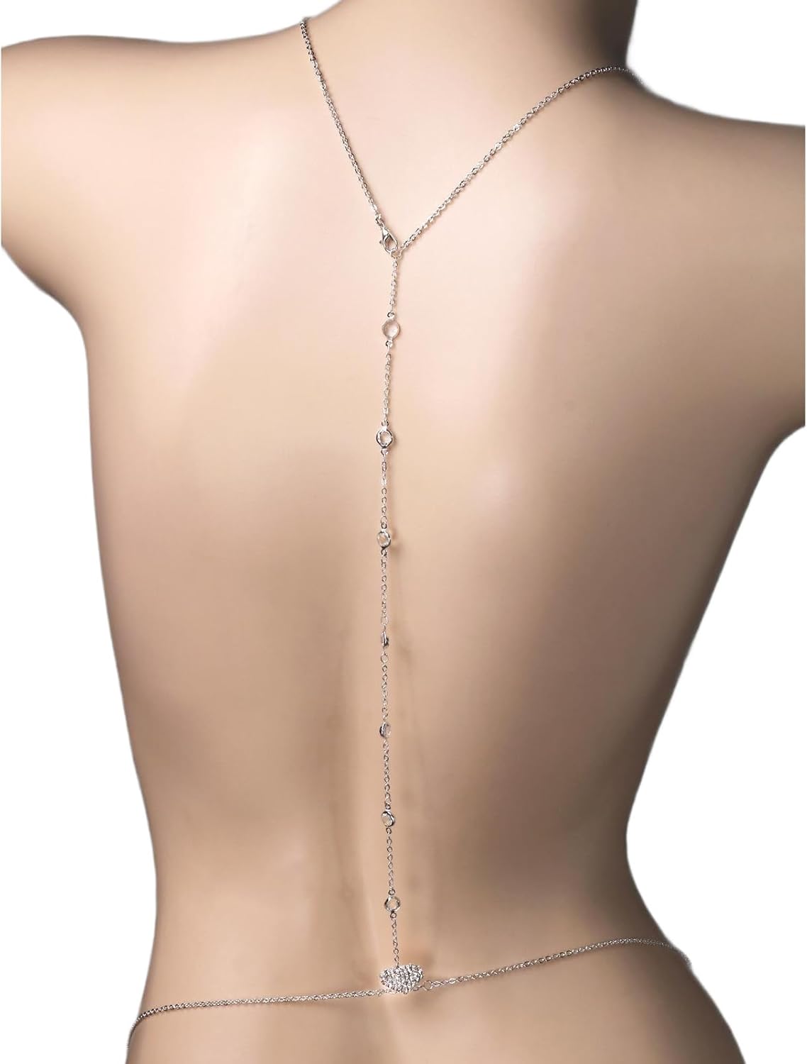 Crystal Bead Back Chain Necklace for Backless Dress Bridal Wedding Rhinestone Heart Backdrop Jewelry Crystal Long Body Chain Simple Waist Chain Jewelry for Women - Image 6