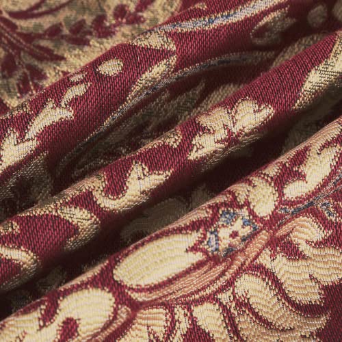 Loom And Mill Luxury Jacquard Sofa Covers, Elegant Damask Couch Cover Sofa Throw Cover With Tassels For 2-3 Cushion Couch, Sectional Couch Covers Sofa Slipcover For Dogs, Burgundy Red, 71" X 118" #TOP6