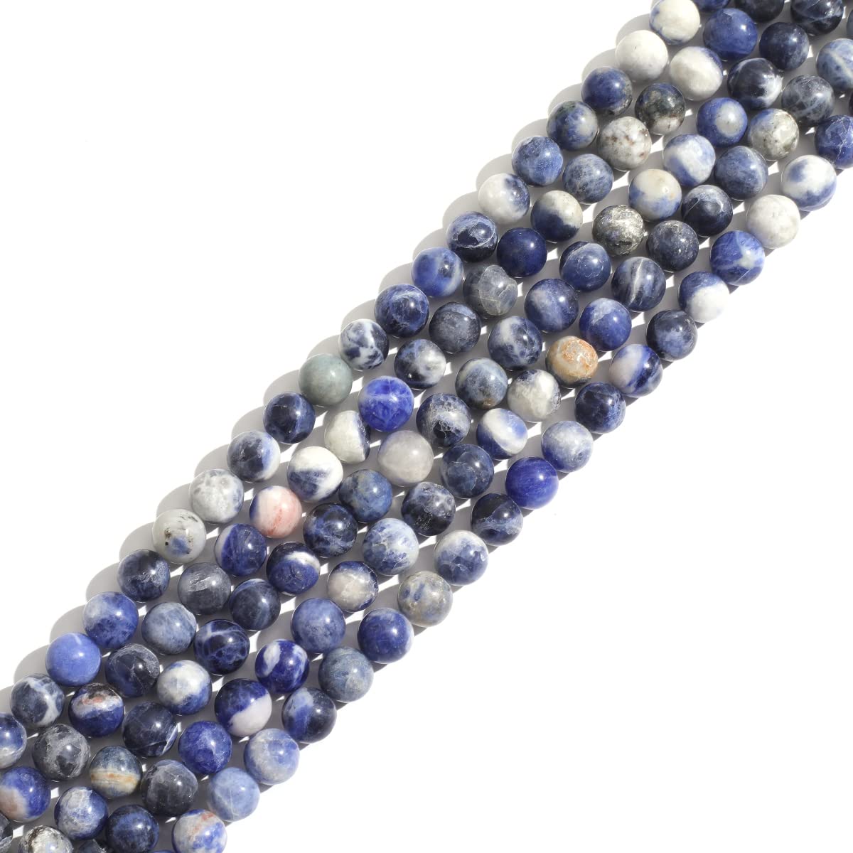 Natural Stone 6mm Blue Sodalite Round Crystal Energy Stone Beading Loose Gemstone DIY Smooth Beads for Bracelet Necklace Earrings Jewelry Making
