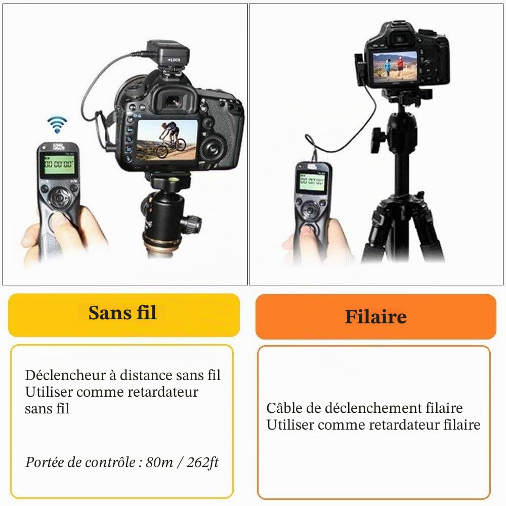 Pixel TW-283/N3 Télécommande de Minuteur Déclencheur avec Intervallomètre pour Canon 1Dsérie 5DS 5DSR 5DMark II 5DMark III 5DMark IV 5D 6D 7DMark II 7D 50D 40D 30D 20D D60 D30 D2000