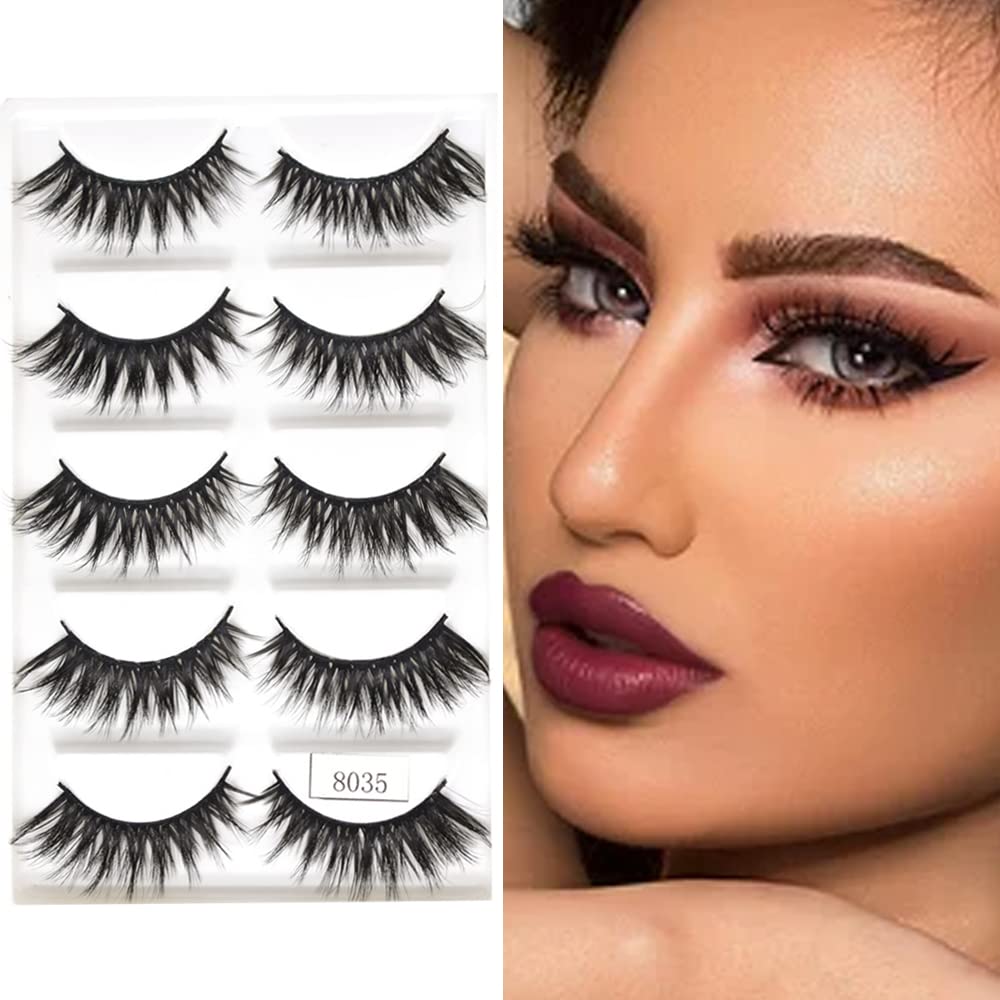 Reusable 3D Eyelashes Handmade Fake Eyelashe Extensions Lightweight Natural Lashes Faux Eyelashes Easy to Wear 5 Pairs In 1 Box (8002)