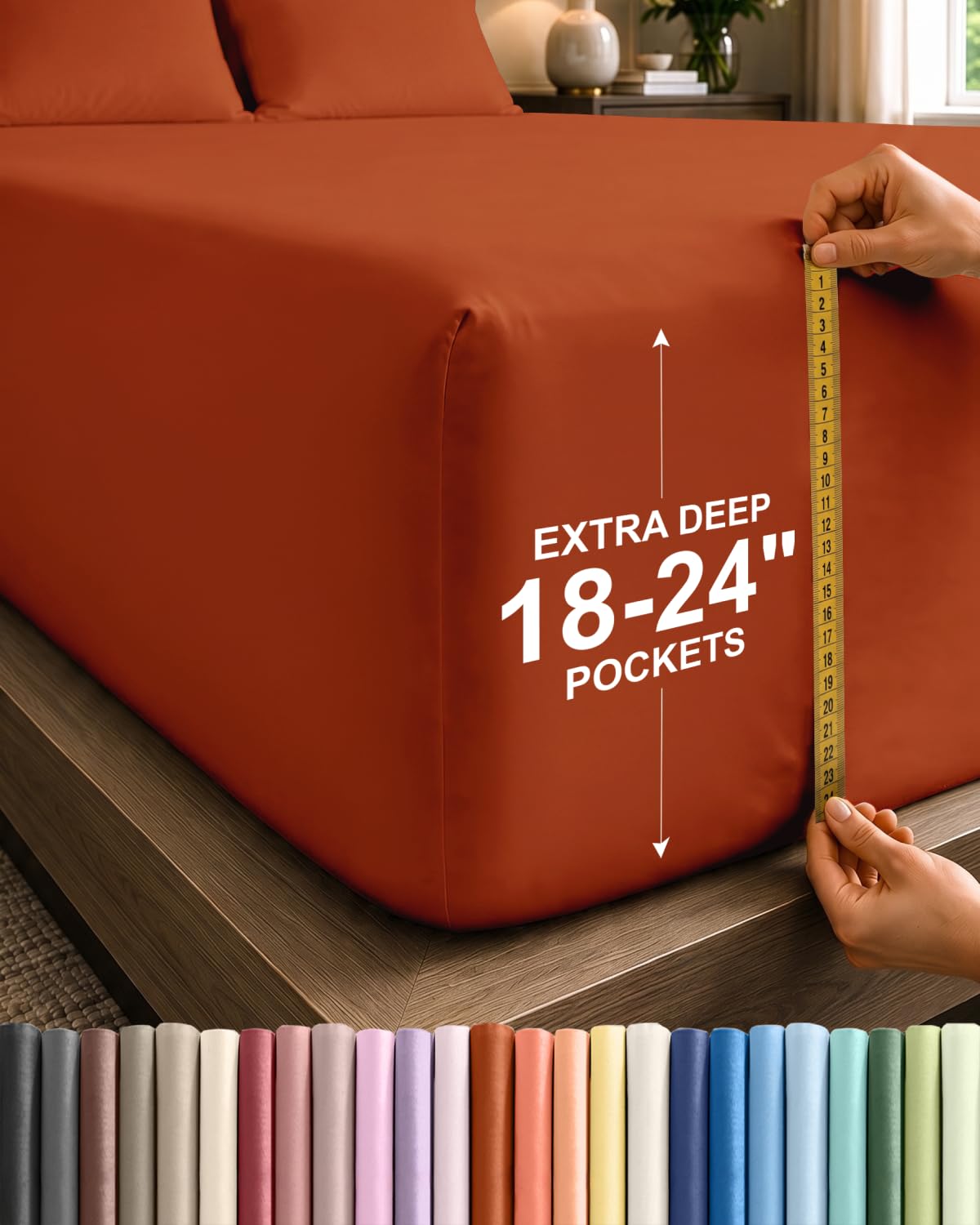 CGK Extra Deep Twin XL Single Fitted Sheet Only - Terracotta
