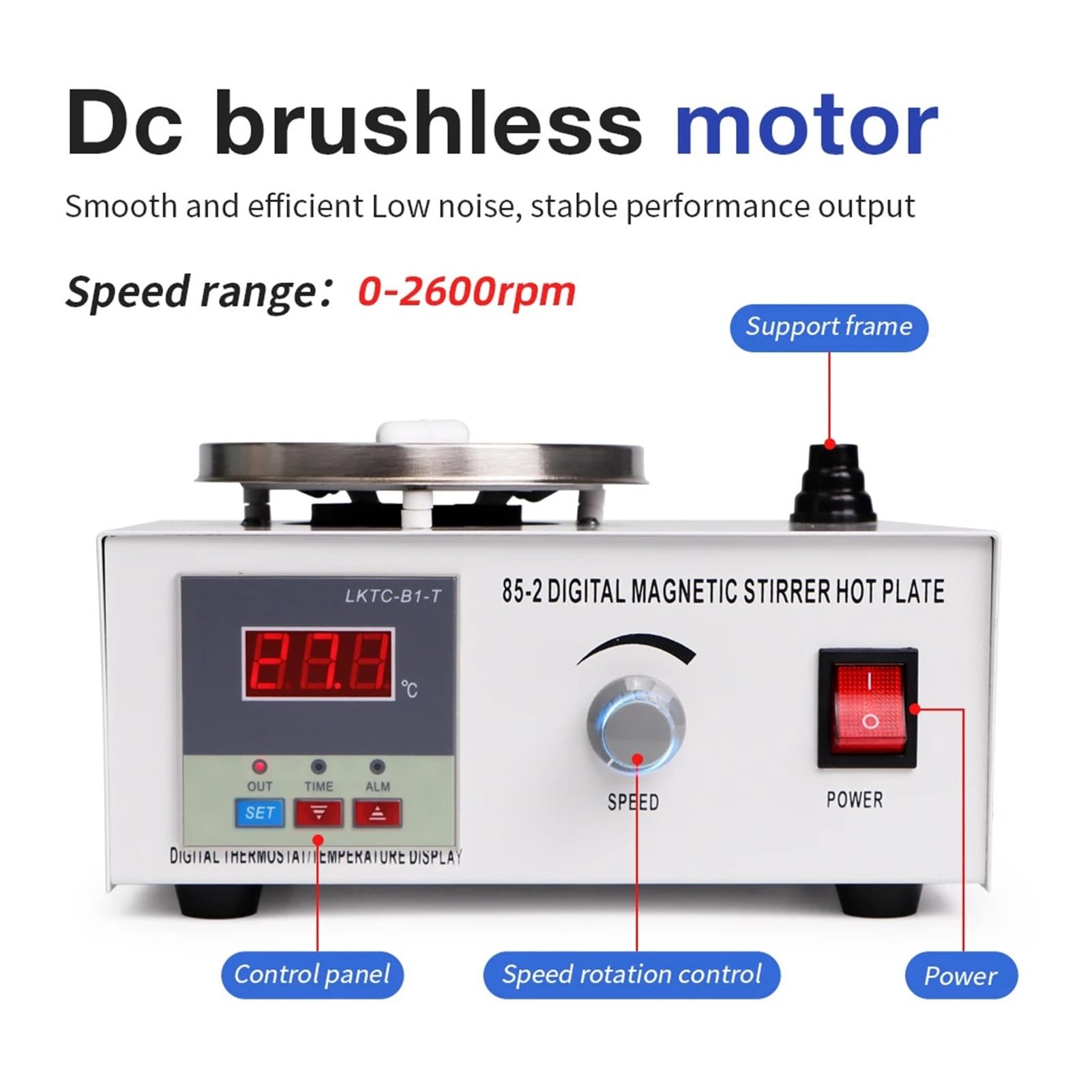 Agitatore Magnetico Agitatore magnetico con piastra riscaldante da 1L, miscelatore a temperatura costante, miscelatore magnetico riscaldante da 220 V(US 110V)