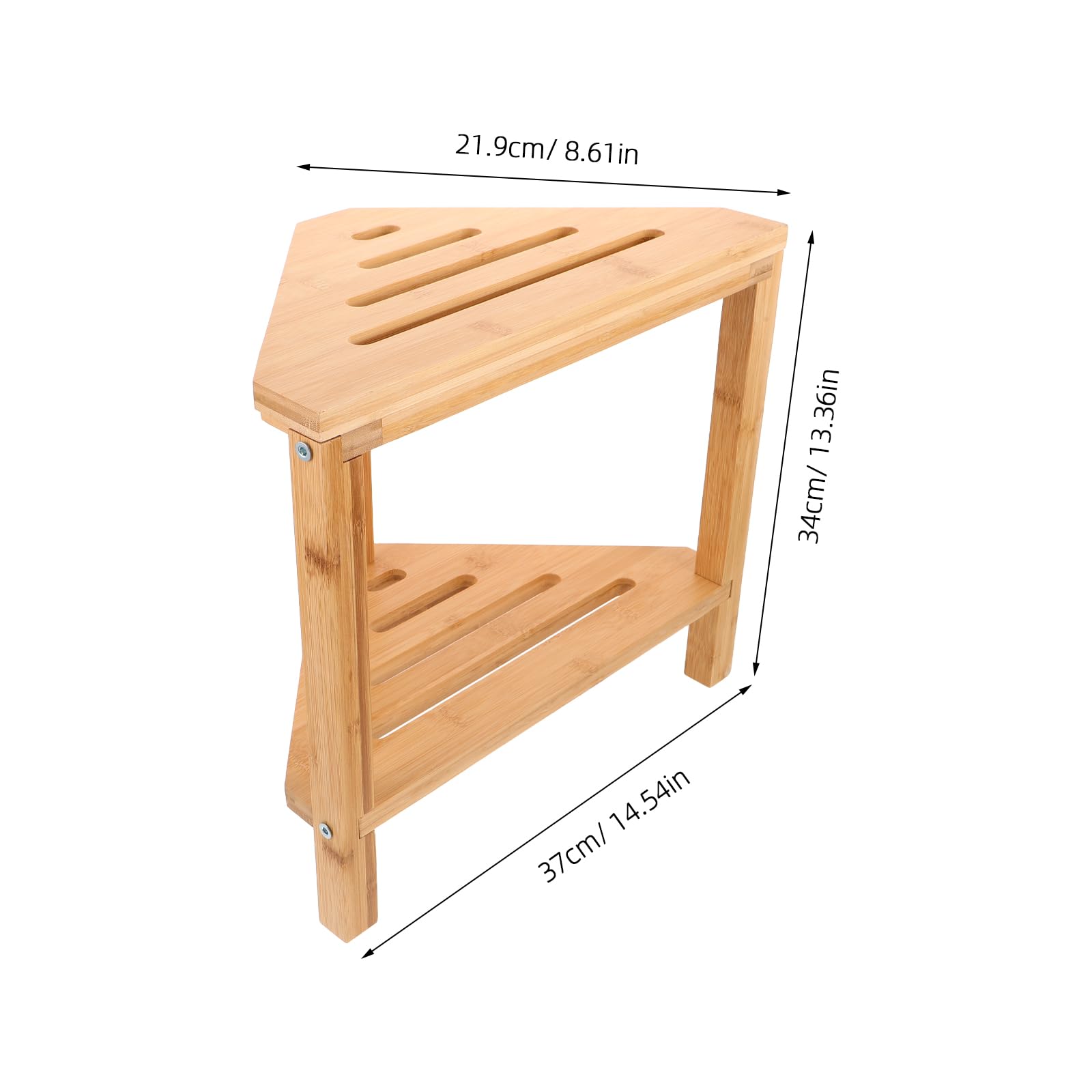 KICHOUSE Bamboo Shower Bench with Storage Shelf Shower Stool for Legs Shaving with Non-slip Base Corner Bathroom Organizer for Extra Space