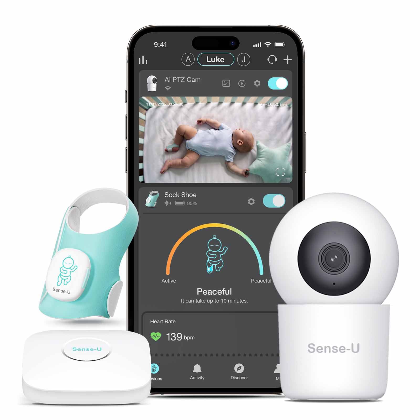 Amazon.com: Sense-U Smart Sock Shoe Baby Monitor & 2.5K PTZ Camera