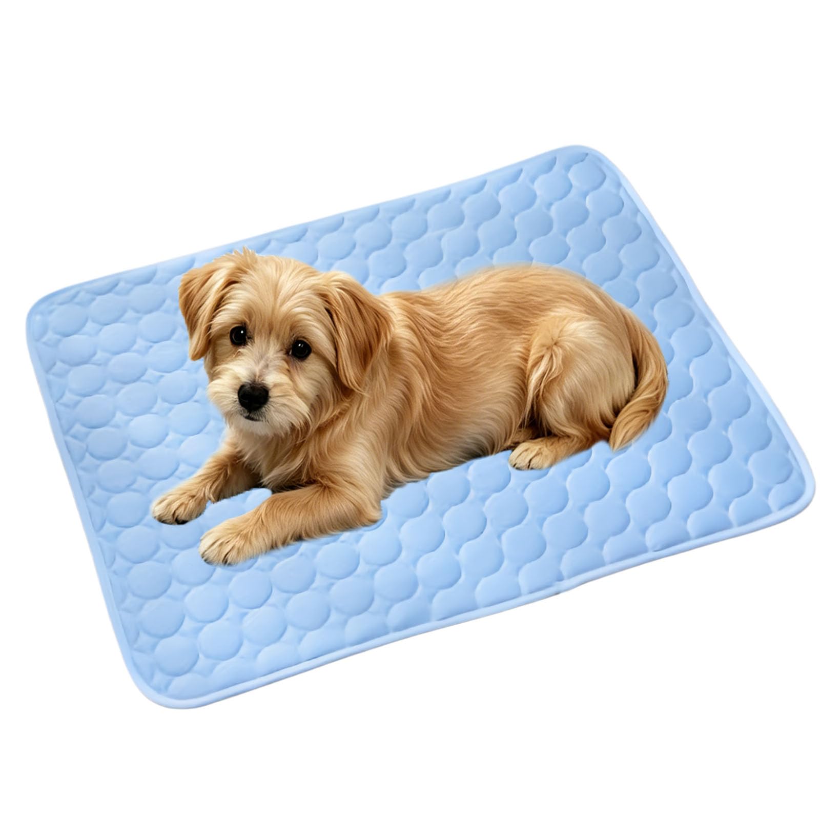 Jeeeun Dog Cooling Mat, Ice Silk Pet Cooling Mat, Soft Washable Non Slip Cooling Pad, Indoor Outdoor Cooling Bed (Light blue,Medium)