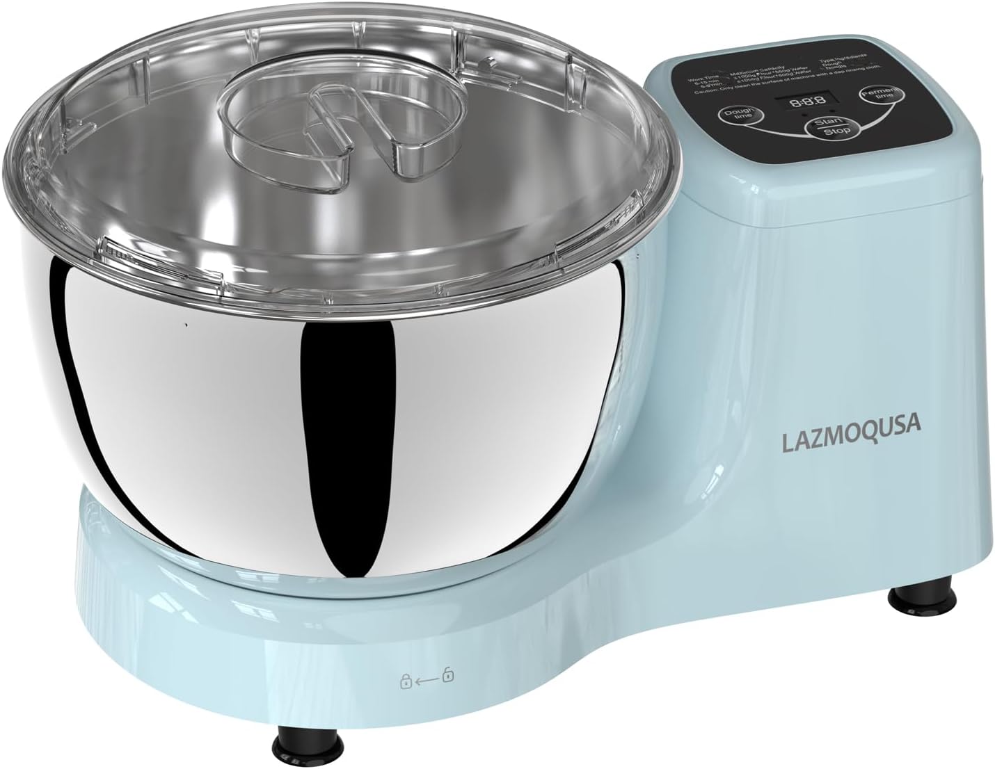 Electric Dough Maker with Ferment Function - 5.5QT Stainless Steel Kneading Machine for Sourdough, Bread, Pizza - Upgraded 230W DC Motor Mixer for Faster Glove Film & Home Baking