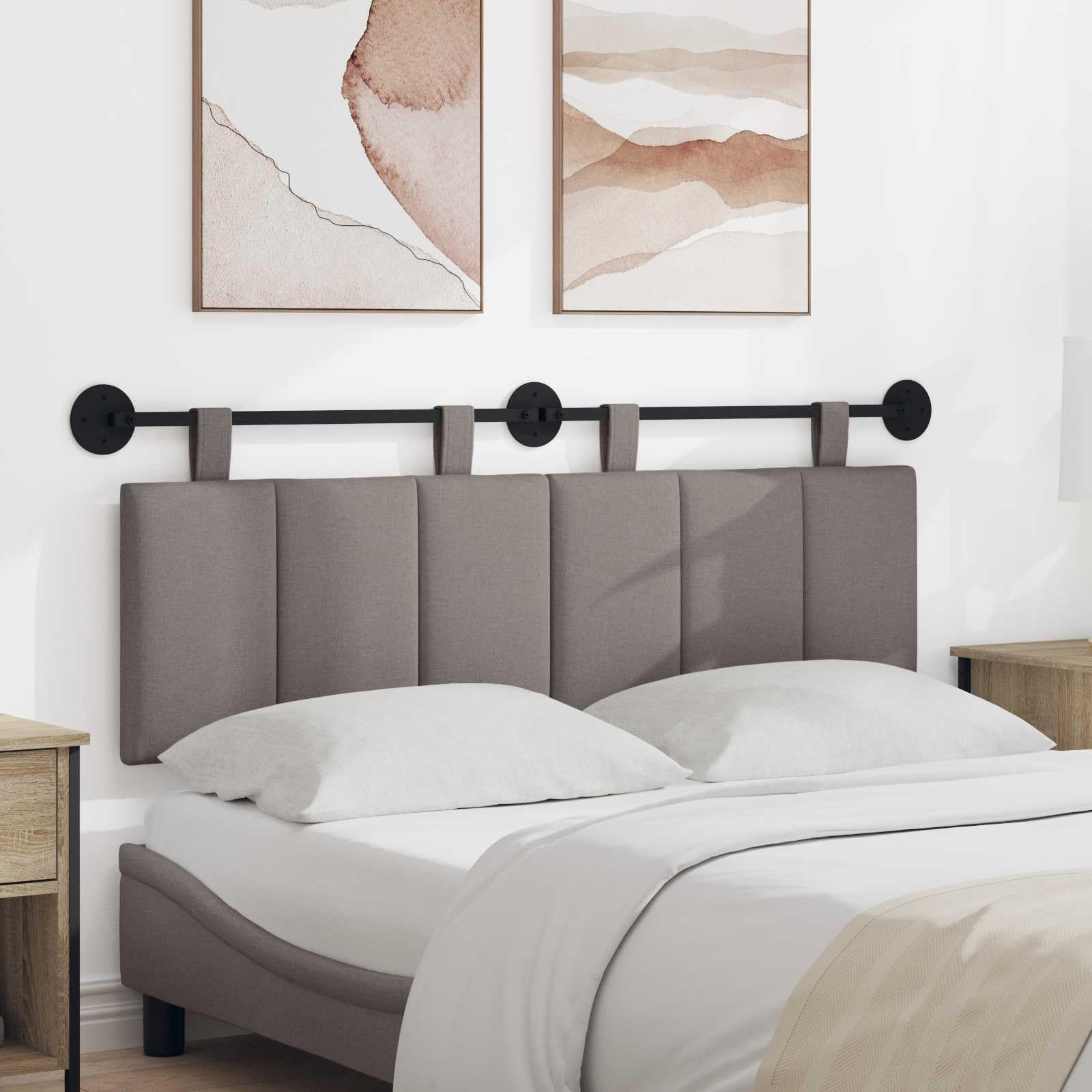 Set da 2 Testiere Letto Sospese in Tessuto Imbottito 130 cm | Pannelli murali imbottiti per camera da letto con cinghie regolabili e montaggio a parete salvaspazio.