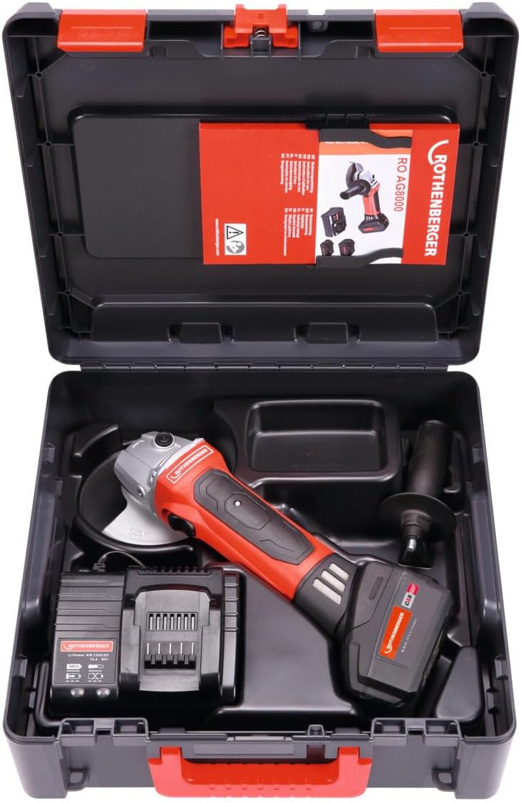 Rothenberger RO AG8000 Angle Grinder with accessories in carrying case
