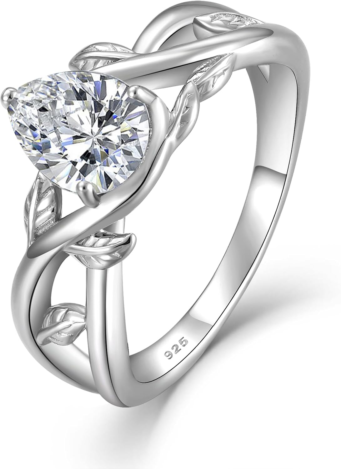 Fahonie Moissanite Promise Ring for Women 1CT D Color VVS1 Clarity,925 Sterling Silver Engagement Rings Leaf Wedding Ring for Her Birthday Anniversary Jewelry Gift,Size 6-9 Elegant Gift Packed