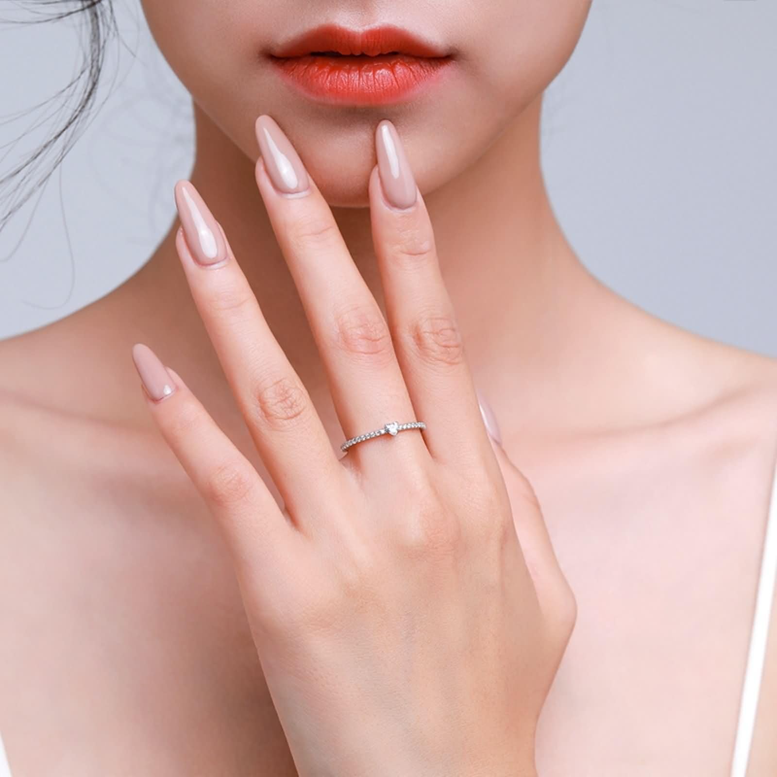 Fedine Fidanzamento Oro Bianco 9 K/14 K/18 K Donna, 3x3,5mm Cuore con Moissanite, Anello in Argento Eternity Donna