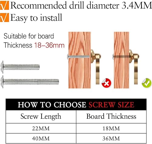 Miniatura 7 de Paquete de 10 pomos de armario de 2.165 in, pomos de cajones de aleación de zinc con tornillos, pomos de armario para cocina